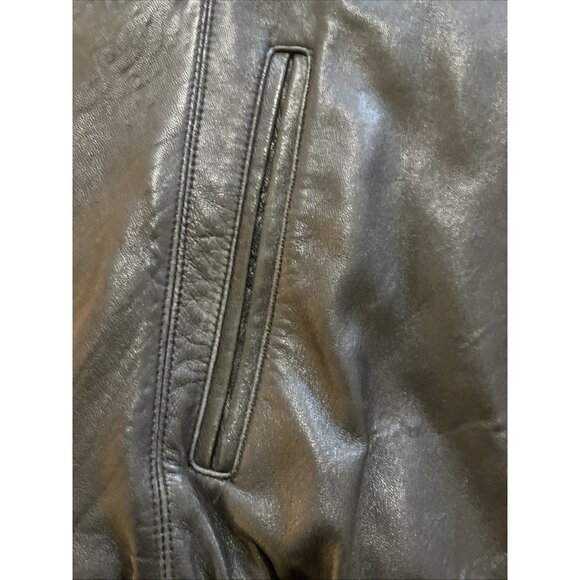VTG Izod Leather Bomber Jacket Mens XL Dark Brown Lined interior pockets Zip - Picture 8 of 15